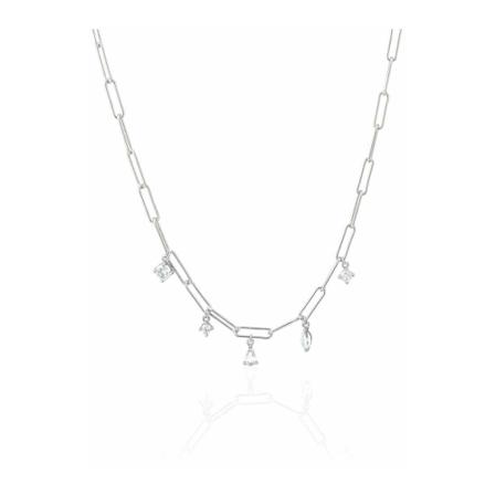 Sif Jakobs, Necklace Rimini Grijs, Dames, Maat:ONE Size,Zilver
