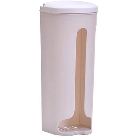 Hvit plastposeholder, veggmontert oppbevaringsorganisatorbeholder