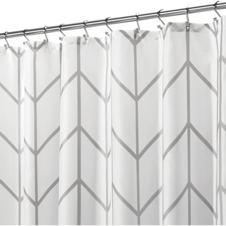 Grått och vitt PEVA duschdraperi – Badrumstillbehör för dusch – Bad- och duschdraperi med geometriskt mönster