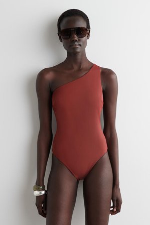COS Women's One Shoulder Swimsuit in Red