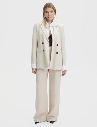 Gestuz Paulagz Linen Mw Wide Pants Noos - Beige - 38