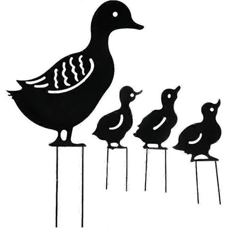 Metal havedekoration til udendørs brug, Andegårdskunst Metalhavestatue Dekoration Havedekoration Græsplæne (4 ænder)