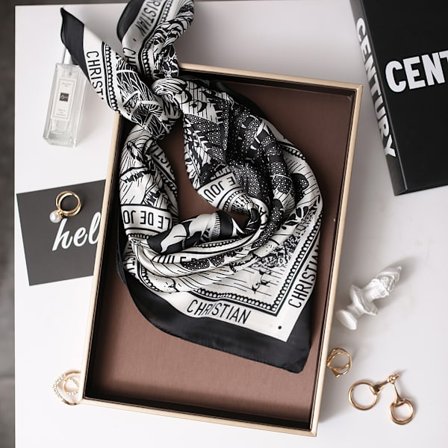 Tryk 70cm Silke Satin Hovedtørklæde Kvinder Luksus Design Halstørklæde S