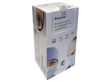 PROVITA Munskydd Typ IIR svensktillverkat 50/fp - Lyreco - Sjukvård och omsorg - Munskydd och visir - Munskydd