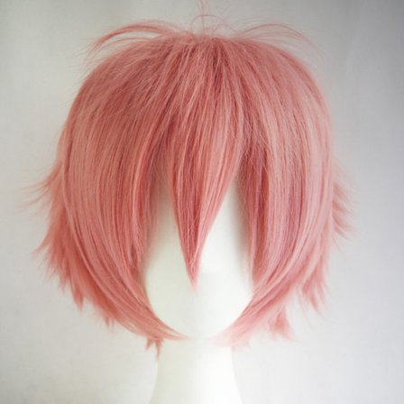 Savuinen vaaleanpunainen lyhyt peruukki, Bob Anime Cosplay monikerroksinen suora tukka naamiaisasujuhliin Anime Pixie hieno puku naisille miehille 
