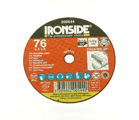 Ironside 200544 Kapskiva 76 mm, F41, EI20, Inox 76x2,0x8 mm, Kapa, slipa & polera