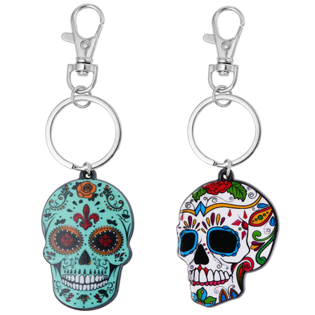 2 st Fashion Skull Nyckelring Kreativ Bilnyckelring Halloween Skalle Nyckelring