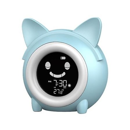Barn Søvntrening Temperatur LED-Lys LCD-Skjerm Vekkerklokke (FMY) blå