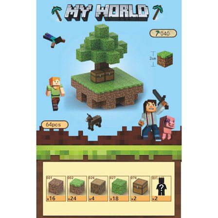 Minecraft Byggeklodssæt Magnetisk Byggeklodselegetøj Magnetisk Brætspil - Skyø - 64 stk.