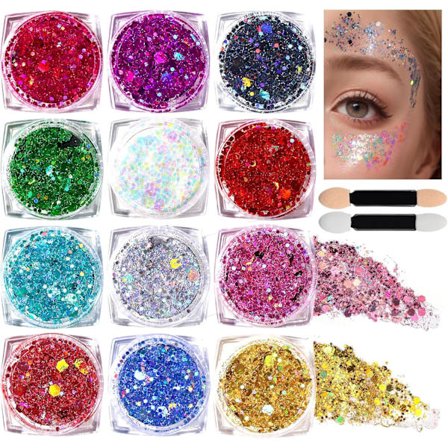 Festival Glitter Gel 12 Färger Ansikte Hår Kroppsglitter [YJD]