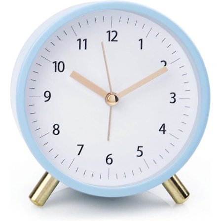 SCSYV Herätyskello 4,5" Yöpöydän Analoginen Herätyskello Makuuhuoneeseen Paristokäyttöinen Pyöreä Kello Taustavalolla, Vihreä (LGL)