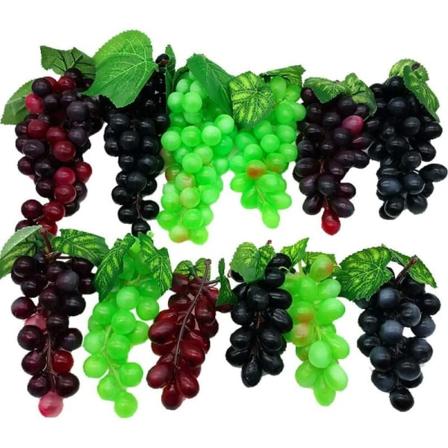 12 Pakk Assorterte Kunstige Druer Frostde Druer Klaser Gummi Druer med 4 Størrelser for Vintage Gave Frukt Vin Dekor