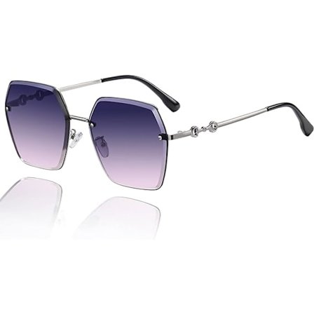 Båglösa solglasögon kvinnor, oversize polariserade solglasögon, mode