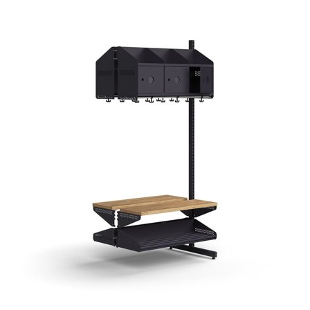 Garderobemodul ENTRY, påbygningssektion gulv, 6 metaldøre med plads til labels, 1800x900x600 mm, ant