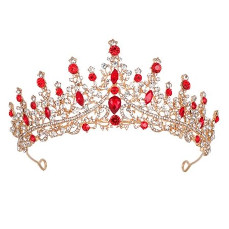 Alloy Crown Wedding Tiara Crystal tekojalokivikruunu PUNAINEN