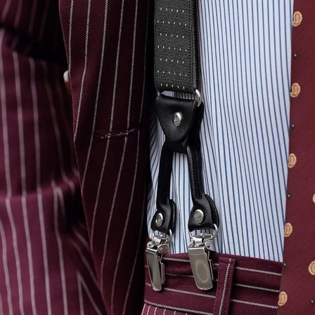 Bretelle larghe grigie a pois con clip per uomini - Bretelle con clip