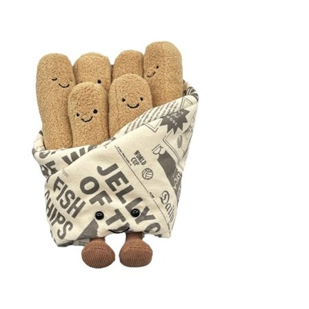 Jellycat Hel Boks med Pommes Frites Plysjleke, 20 cm