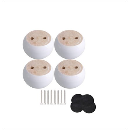 Sats om 4 runda möbelben i vitt eukalyptus trä