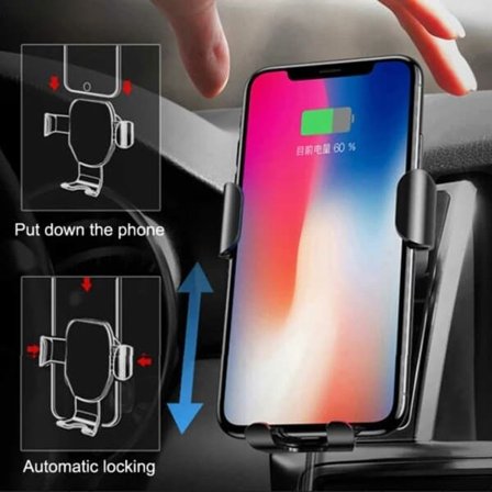 Trådløs Biloplader QI Mobiloplader med Mobilholder til Bil—pa