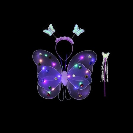 LED Barn Kostym Rekvisita Flickor Kjolar Angel Luminous Wings