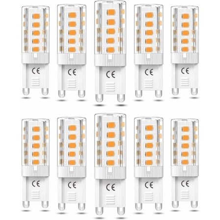 10 stk. G9 LED-pære Justerbar 5W Varm hvid 3000K G9 LED-pærer Halogenækvivalent 50W AC110/220V [Energiklasse F]