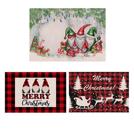 Julebrikker til spisebord Vaskbare bordmatter Sett med 3