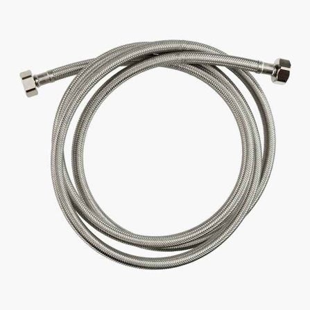 Biltema - Tilkoblingsslange rustfritt stål rett 1/2" x rett 1/2" 2000 mm