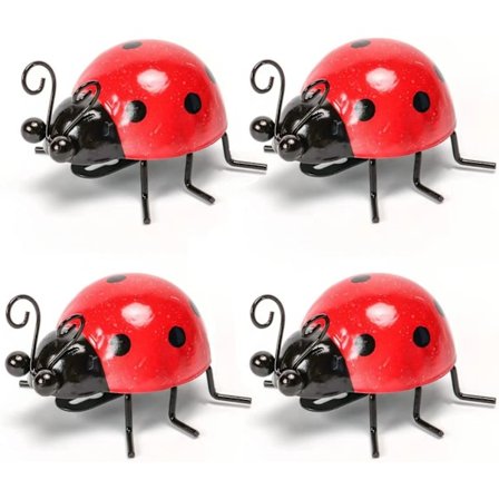 Metallträdgårdsdekoration för utomhus söta nyckelpigor trädgårdsdekoration gräsmatta O