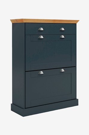 Loft24 - Motala Kenkäkaappi, jossa 2 luukkua ja 1 laatikko, mäntyä - Harmaa - Kenkäkaapit - - Homeroom