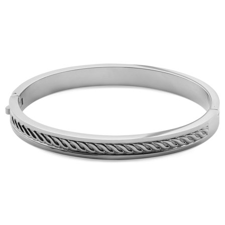 Arie Silver-tone Rope Texture Bangle Bracelet for Men - Cuff bracelets