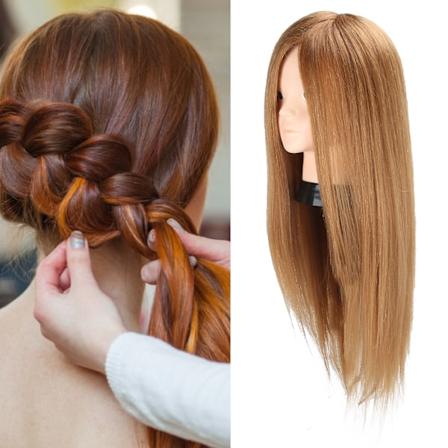 Hårstyling Fletning Mannequin Hoved Makeup Hårpleje Træningshoved (Uden Makeup) Gyldenbrun