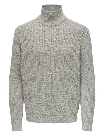 Onsmalaki Reg 7 Half Zip Knit Knitwear Half Zip Pullover Grå ONLY & SONS*Betinget Tilbud