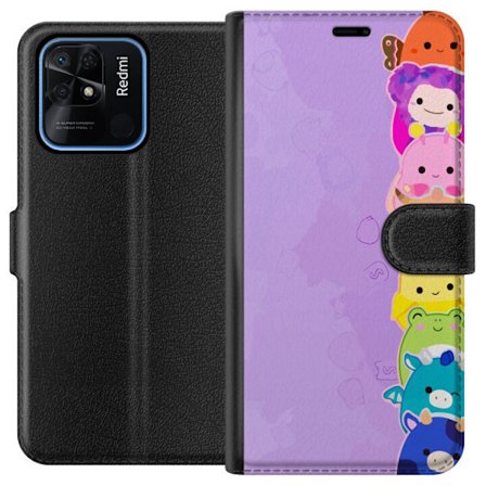 Kompatibel Tegnebogsetui til Xiaomi Redmi 10C Mørk silhuet af Jesus med tornekronen mod sort baggrund med stærk kontrast og hvid typografi