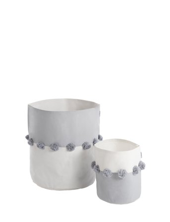 Pom Pom Basket Small - Tan Grey Toddlekind