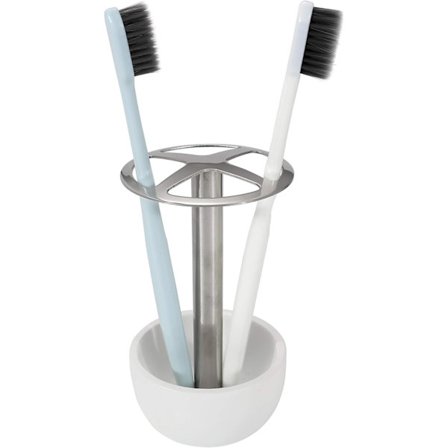 White Toothbrush Holder, for Razor, Bathroom Countertop, Stainless Steel Toothbrush Organizer