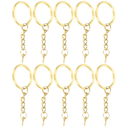 10 st Nyckelring Legering Nyckelring Ring delar med skruvögla Pin Connector Gör det själv tillbehör Guld 30mm / 1.2in
