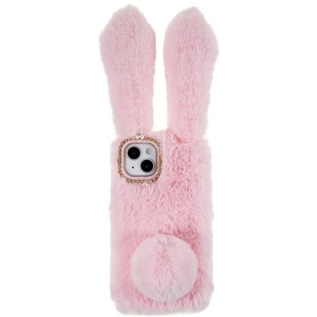 Fluffy Rabbit iPhone 14 Plus skal - Rosa