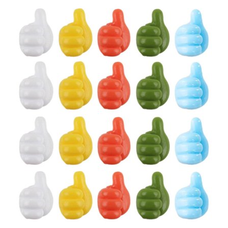 Tommelfinger Vægkroge Sjove Ledningsholdere til Kabler Tommelfinger Op Formede Vægkroge Nøglekrog Holder Vægophæng Nøgleholder Tilfældig Farve 20 