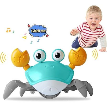 Krypende Krabbe Baby Leke for 3-12M, Sensorisk Mageleketid & Læringsleke med Lys & Lyd