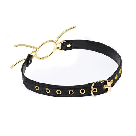 Bondage Knebel Guldfarve Åben Mund Knebel Bdsm