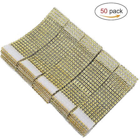 Silver Rhinestone Ribbon Napkin Ring Bling Set för Dekoration 50