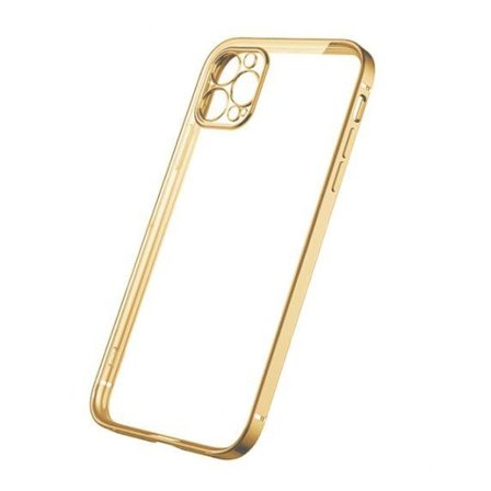 Apple iPhone 12 Pro Max Luxury Classic Square Frame Protection Case Gold With Soft Thin Transparent Camera Protector High Quality