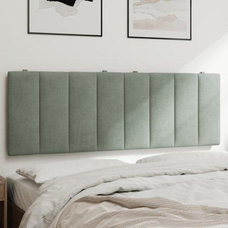 Headboard Cushion "Hanko" Light Grey 120 cm Velvet