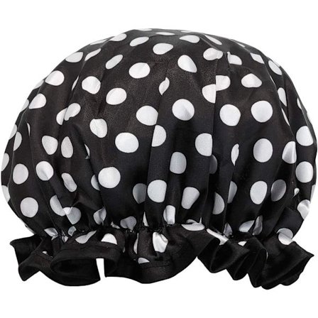 Genanvendelige vandtætte brusekapper til kvinder til langt hår, sorte prikker