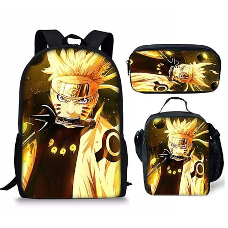 Naruto Print Skolväska Barnryggsäck Eller Lunchväska Eller Pennväska Eller Set Anime Ryggsäck För Barn