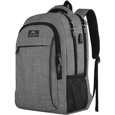 Business Laptop Rygsæk Rejse Laptop Taske Rygsæk med USB Opladningsport Vandresistent Laptop Rygsæk Daypack , Grå -45*30*20cm