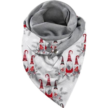 Julhalsduk för kvinnor Mode Vinter Print Knapp Mjuk Casual Varm Halsduk Dam Stora Kashmir Wraps Sjalar