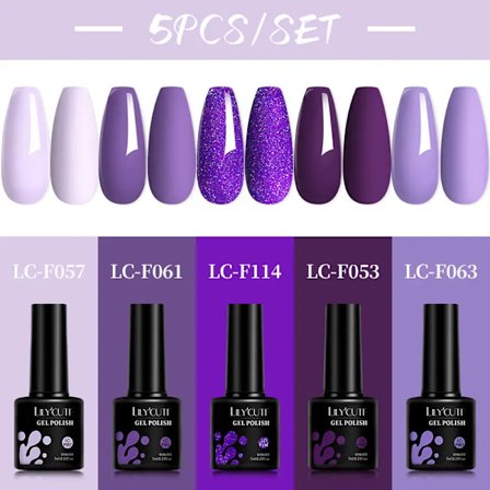 LILYCUTE 5 st/set 7ML Rödbrun Nagelgel DIY Nagelkonst Semi-Permanent UV Gel Polish Långvarig Design Manikyr Kit Tillbehör