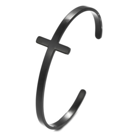 IC Cross Cuff Armband, Rostfritt stål öppet