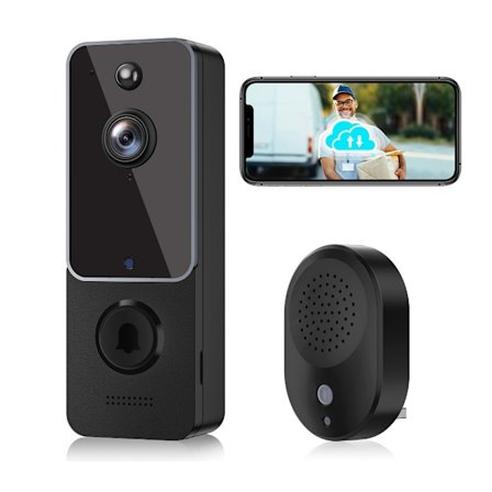 Trådløs dørklokke med 720P HD-kamera, WiFi-video, nattesyn, tovejskommunikation, Cloud-lagring